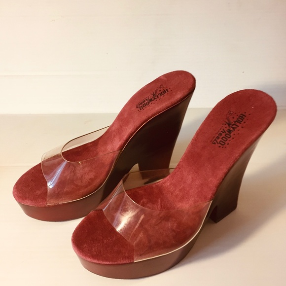 Hollywood Heels, Longoria Platform Shoes, Size 6, color Wine, New - Picture 1 of 8